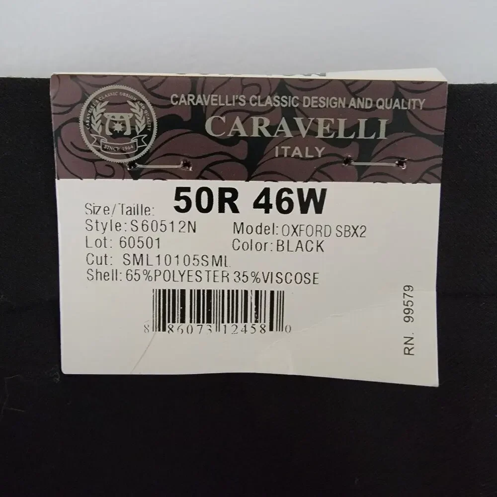 Caravelli Black Dress Pants 46W x 34L Business Career Professional Work NEW NWT